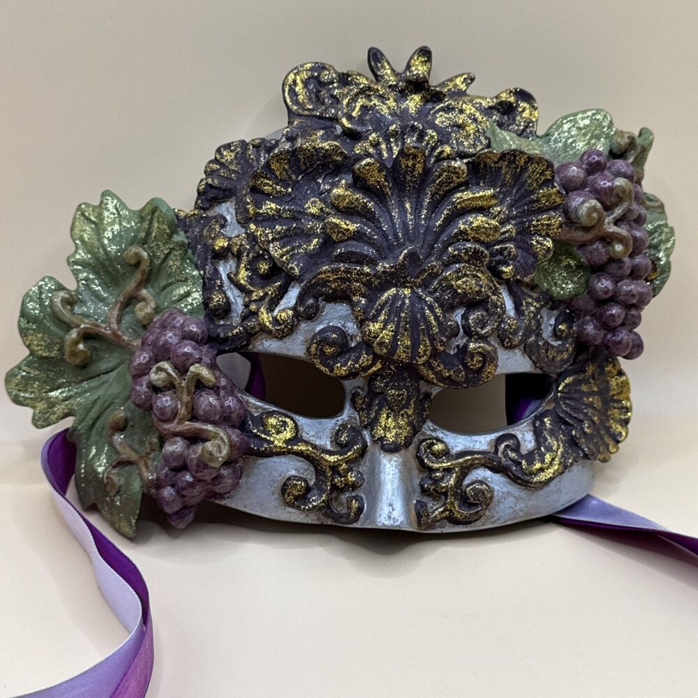 Katherine's Collection Masquerade Mask Mardi Gras Gold Purple Green Glittery